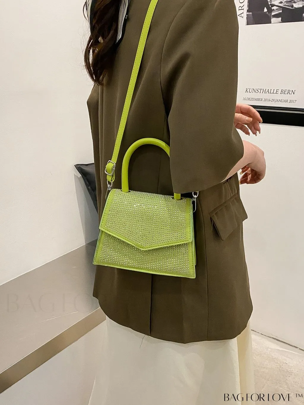 BagForLove - Compact Rivet-Embellished Shoulder Tote with Adjustable Strap