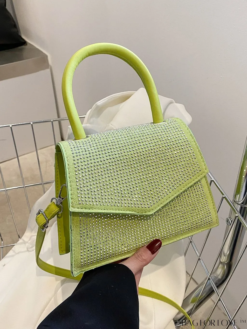 BagForLove - Compact Rivet-Embellished Shoulder Tote with Adjustable Strap