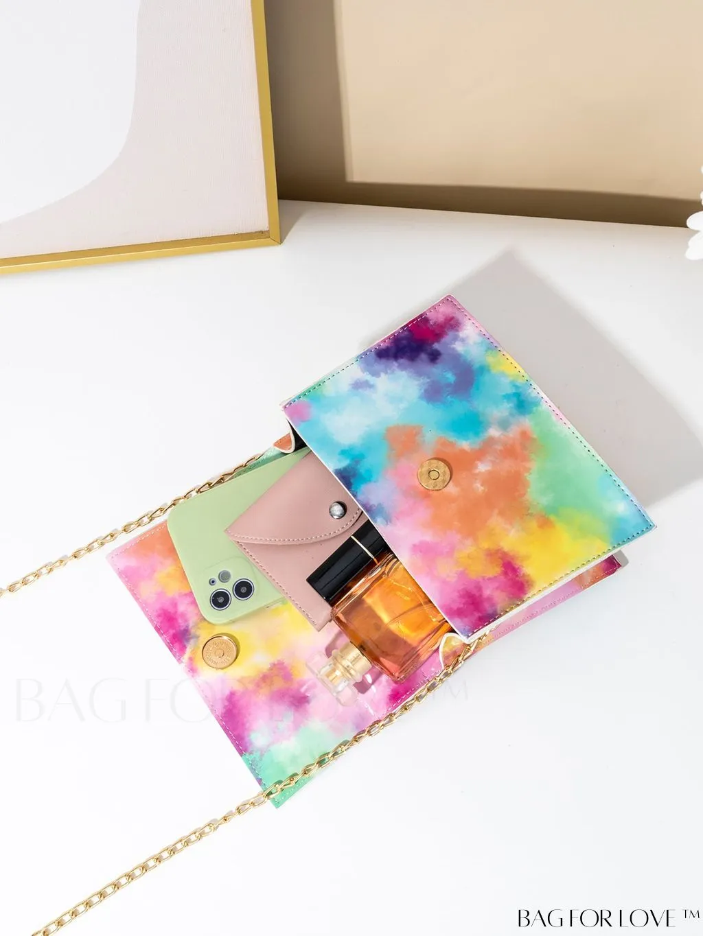 BagForLove - Compact Tie-Dye Chain Flap Bag