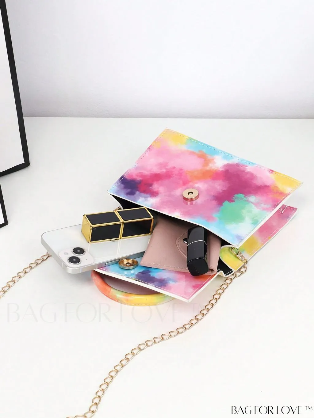 BagForLove - Compact Tie-Dye Chain Flap Bag
