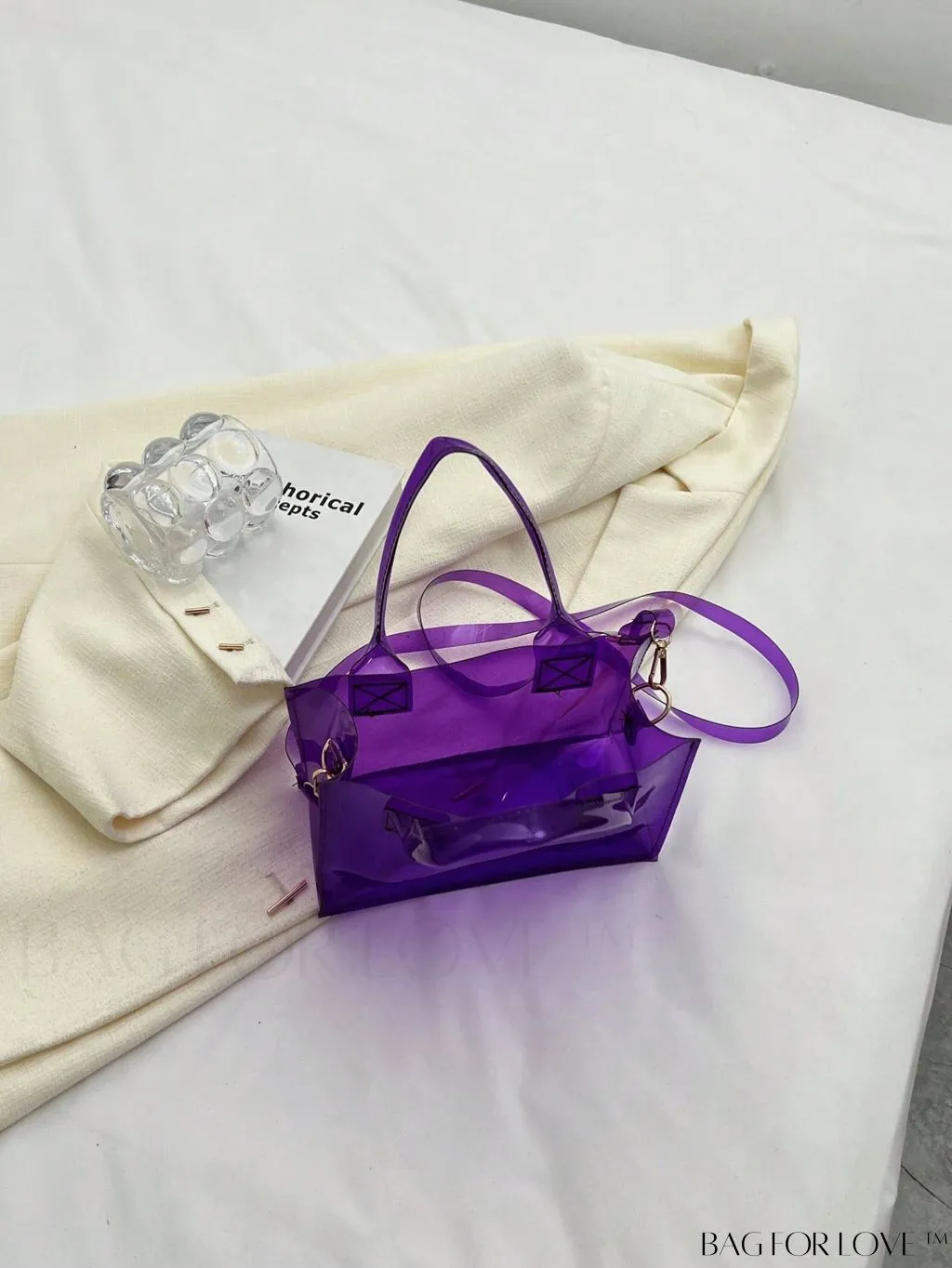 BagForLove - Compact Transparent Purple PVC Mini Tote Bag