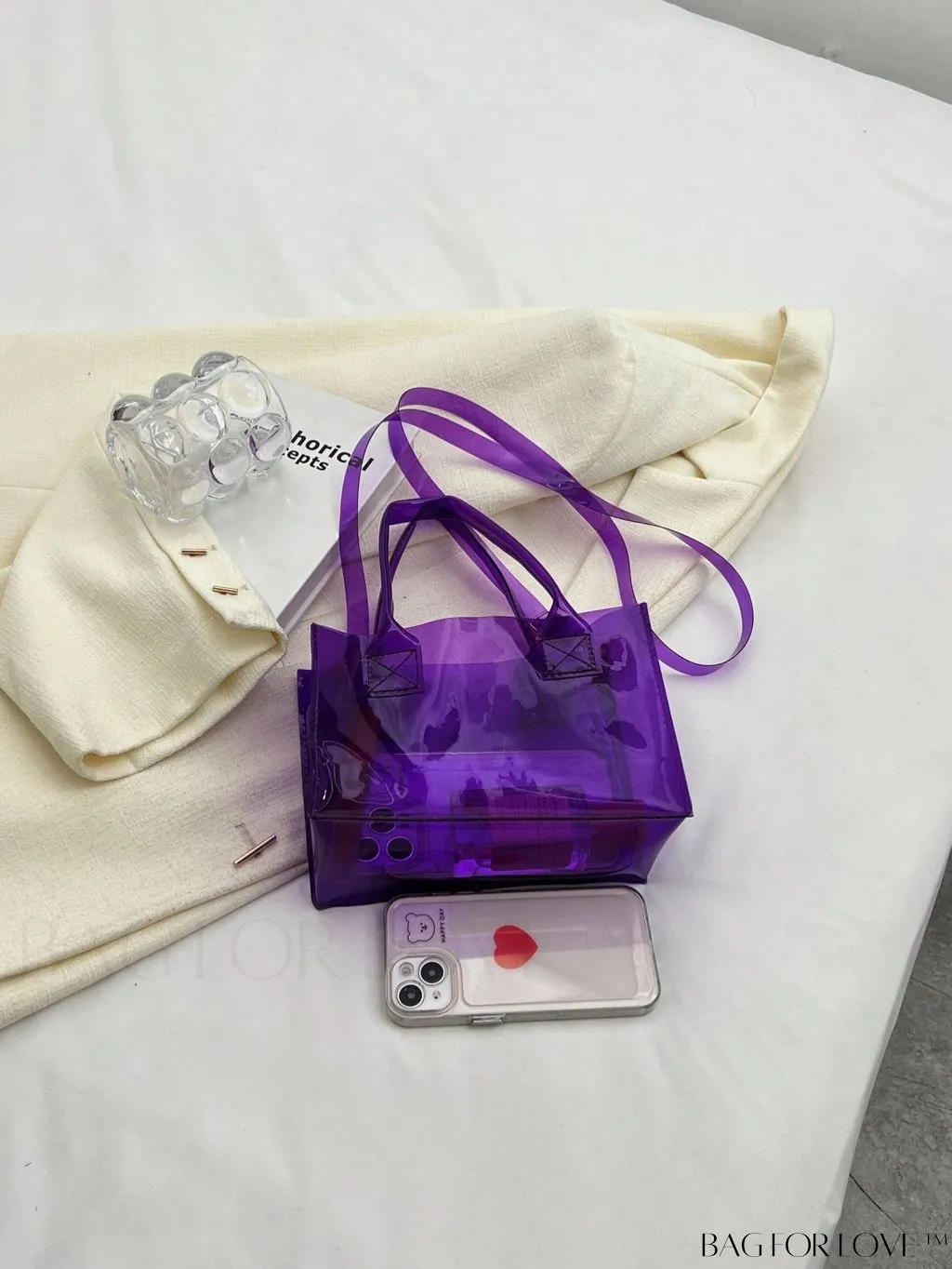 BagForLove - Compact Transparent Purple PVC Mini Tote Bag