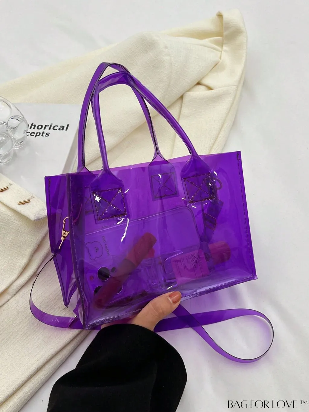 BagForLove - Compact Transparent Purple PVC Mini Tote Bag