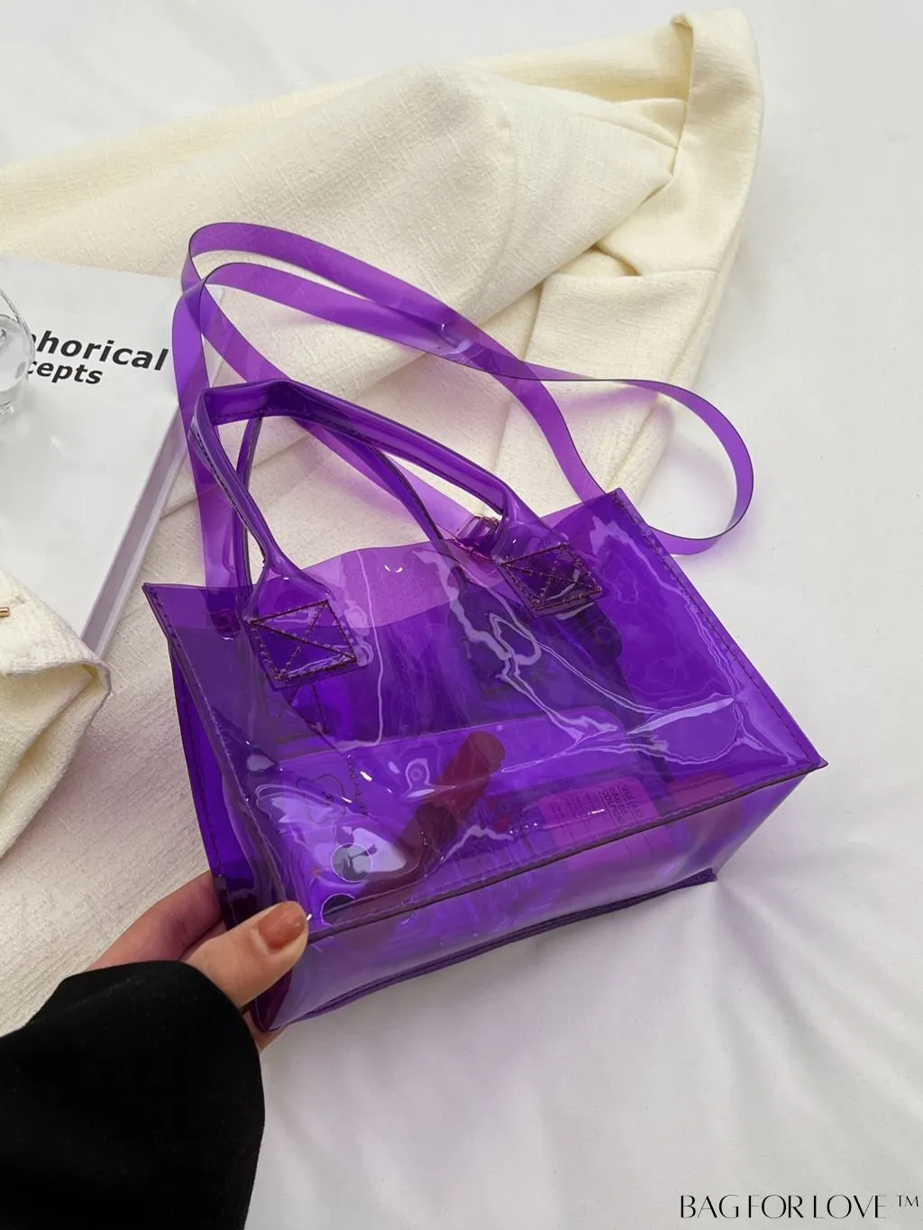 BagForLove - Compact Transparent Purple PVC Mini Tote Bag