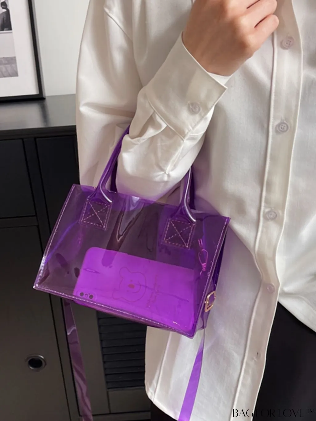 BagForLove - Compact Transparent Purple PVC Mini Tote Bag