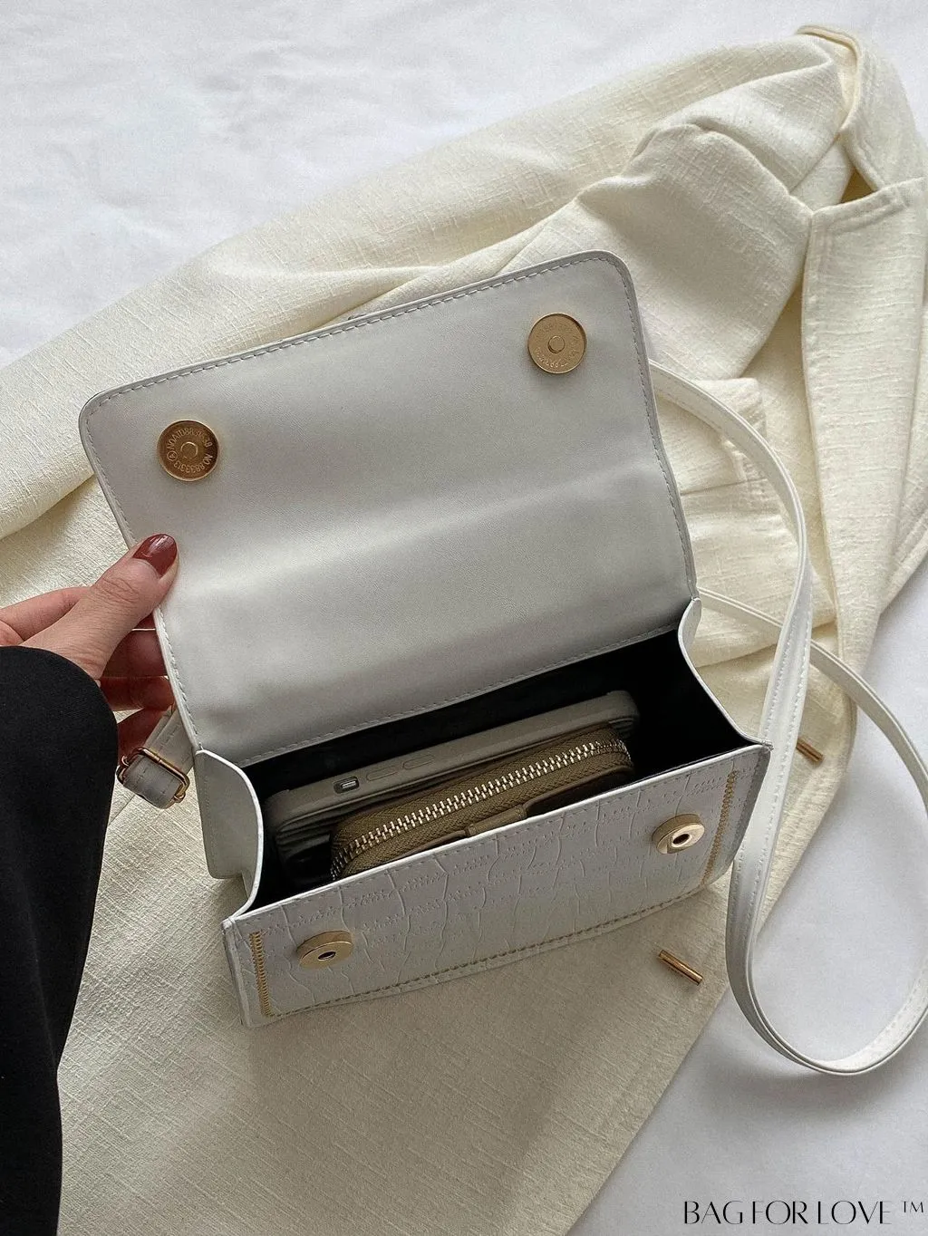 BagForLove - Crocodile Embossed Square Mini Bag with Top Handle