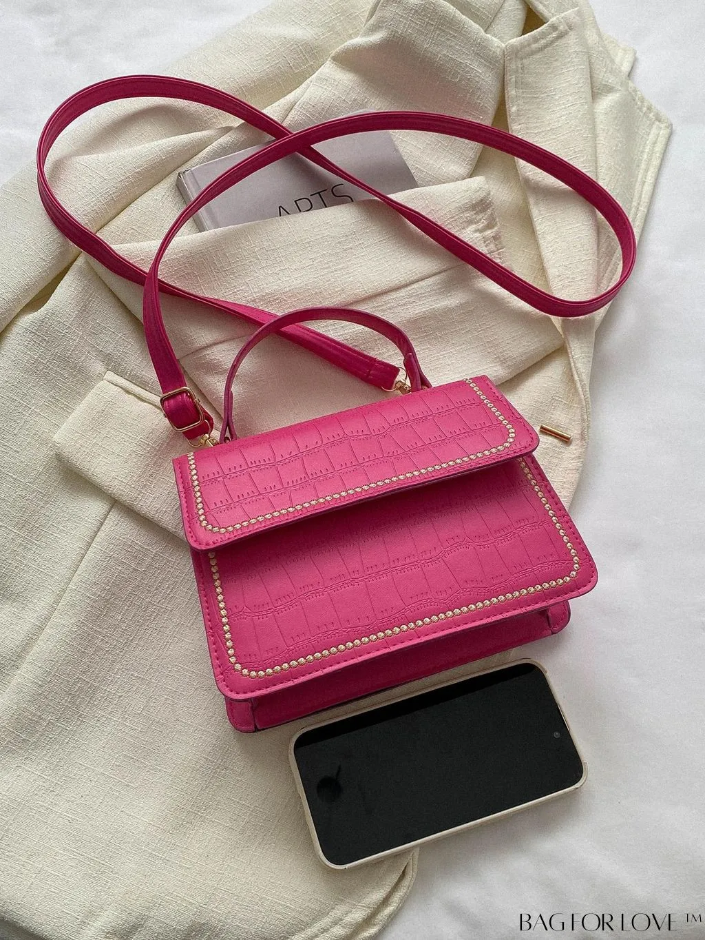 BagForLove - Crocodile Embossed Square Mini Bag with Top Handle