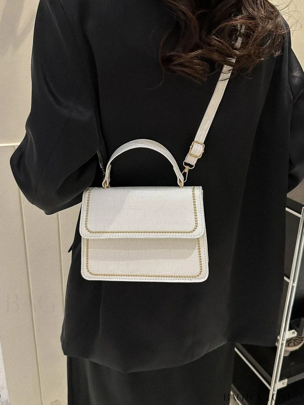BagForLove - Crocodile Embossed Square Mini Bag with Top Handle