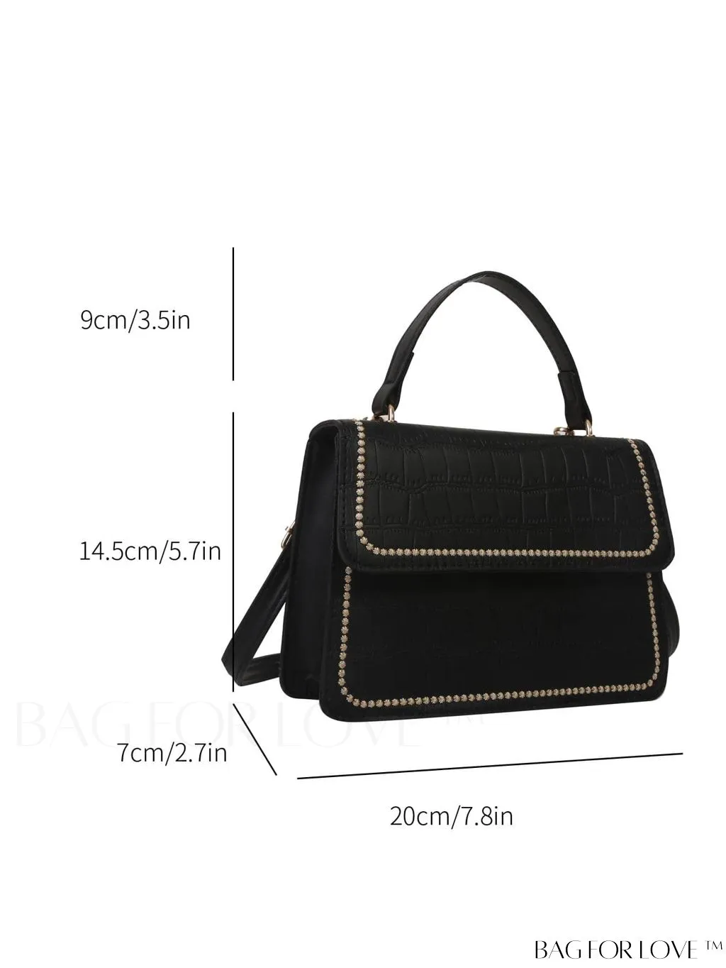 BagForLove - Crocodile Embossed Square Mini Bag with Top Handle
