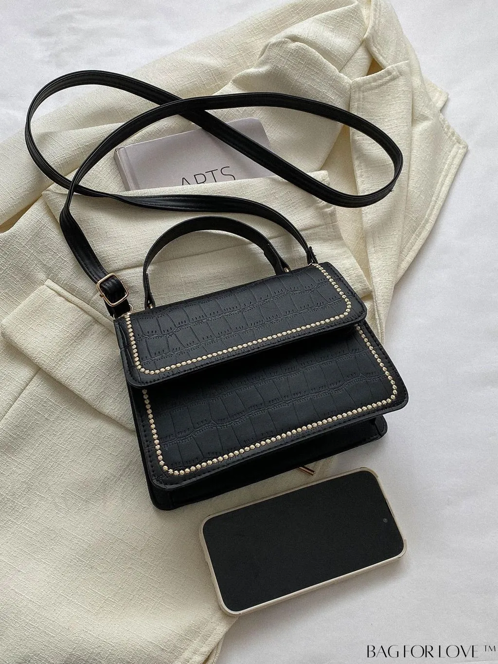 BagForLove - Crocodile Embossed Square Mini Bag with Top Handle