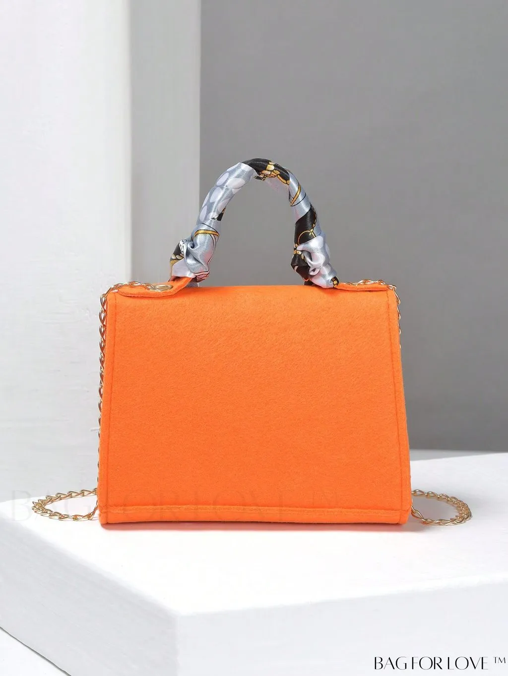BagForLove - Felt Mini Square Bag with Chain Strap and Twist Lock