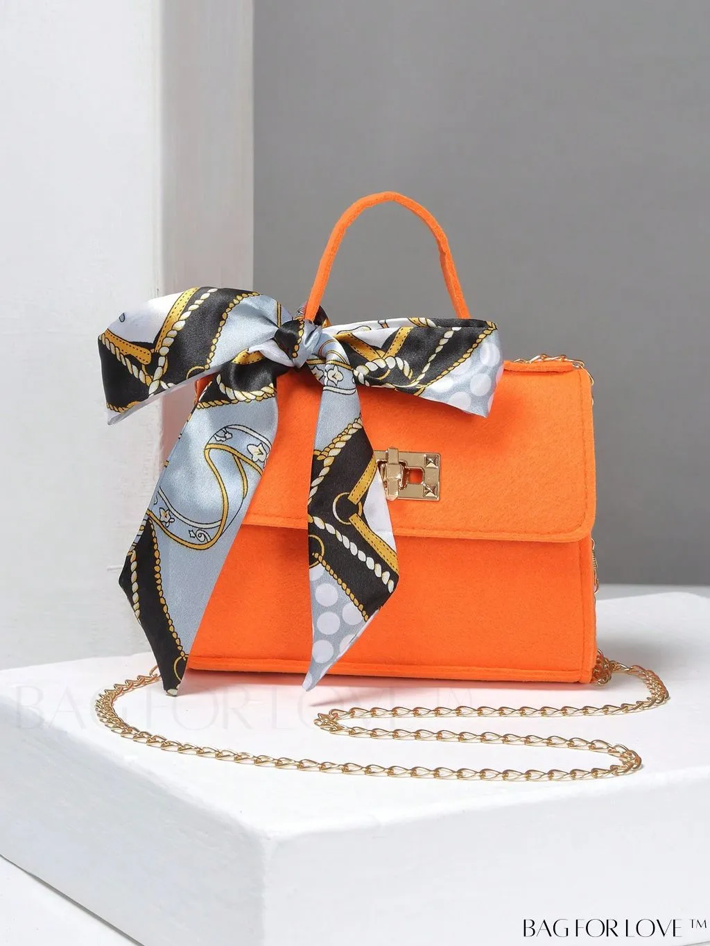 BagForLove - Felt Mini Square Bag with Chain Strap and Twist Lock