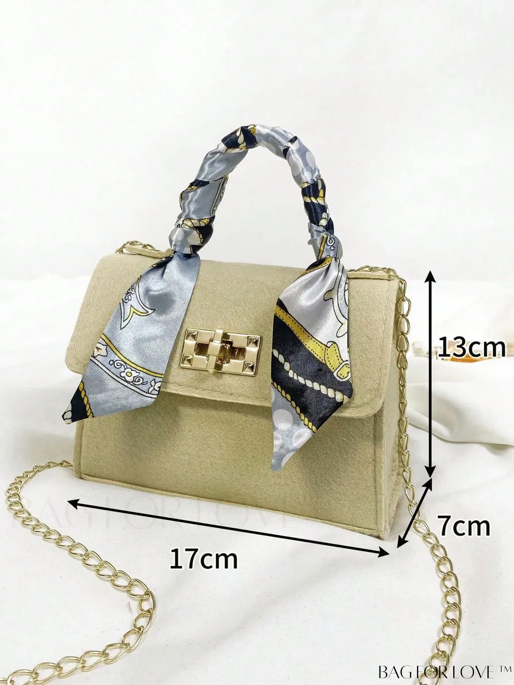 BagForLove - Felt Mini Square Bag with Chain Strap and Twist Lock