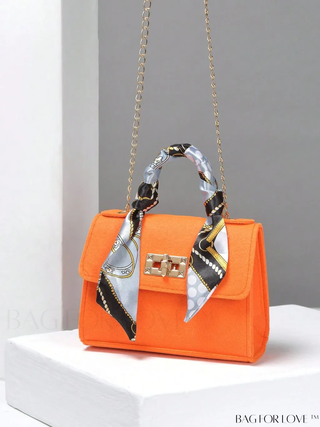 BagForLove - Felt Mini Square Bag with Chain Strap and Twist Lock