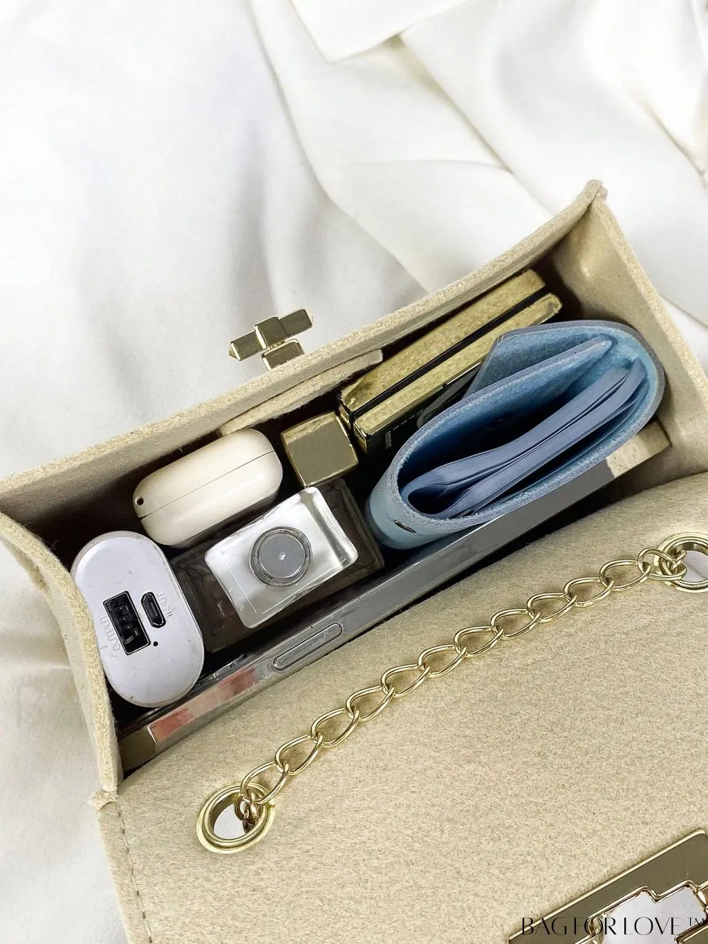BagForLove - Felt Mini Square Bag with Chain Strap and Twist Lock