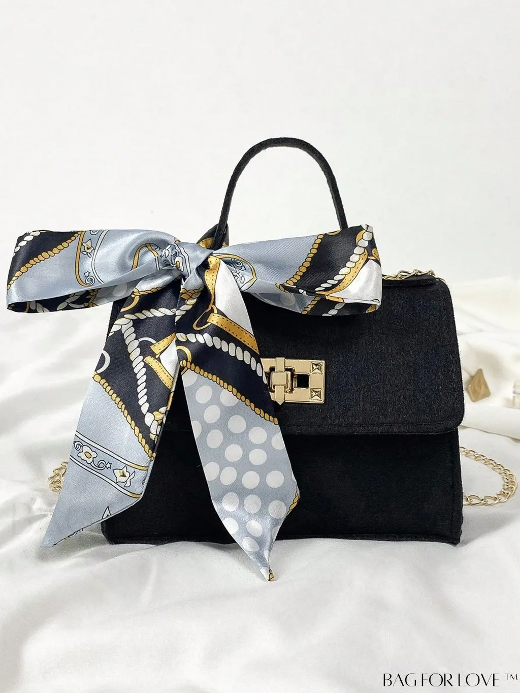 BagForLove - Felt Mini Square Bag with Chain Strap and Twist Lock