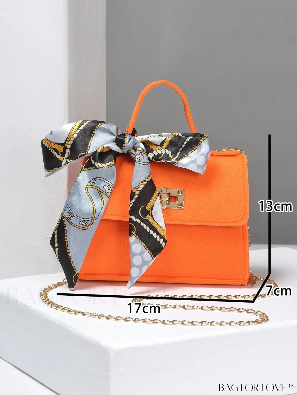BagForLove - Felt Mini Square Bag with Chain Strap and Twist Lock