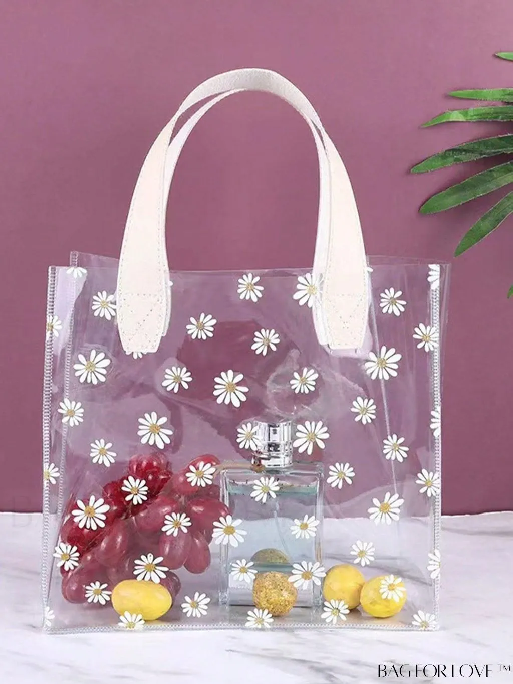 BagForLove - Flower Print PVC Gift Bag - Elegant Clear Wrapping for Party & Holiday Gifts
