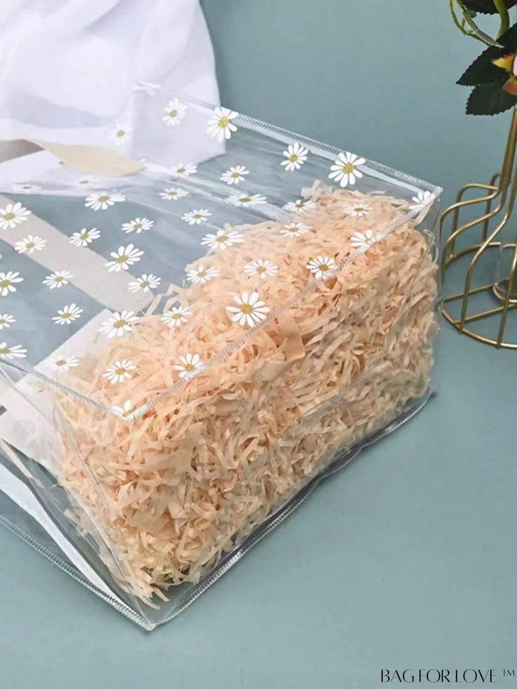 BagForLove - Flower Print PVC Gift Bag - Elegant Clear Wrapping for Party & Holiday Gifts