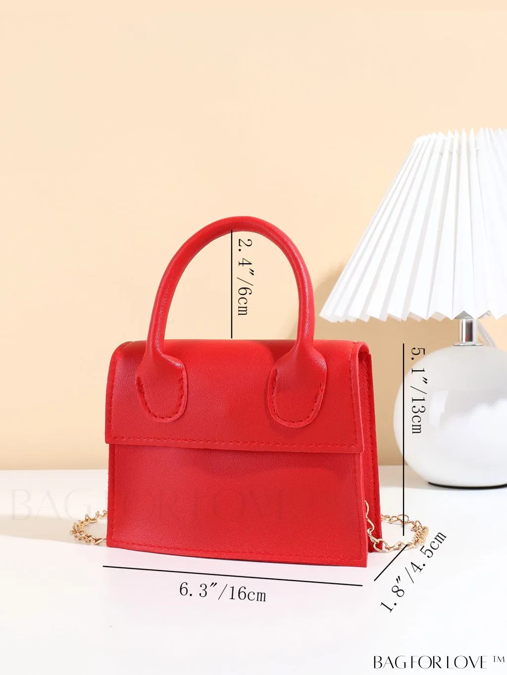 BagForLove - Funky Neon Pink Mini Square Bag with Chain Flap - PU Leather