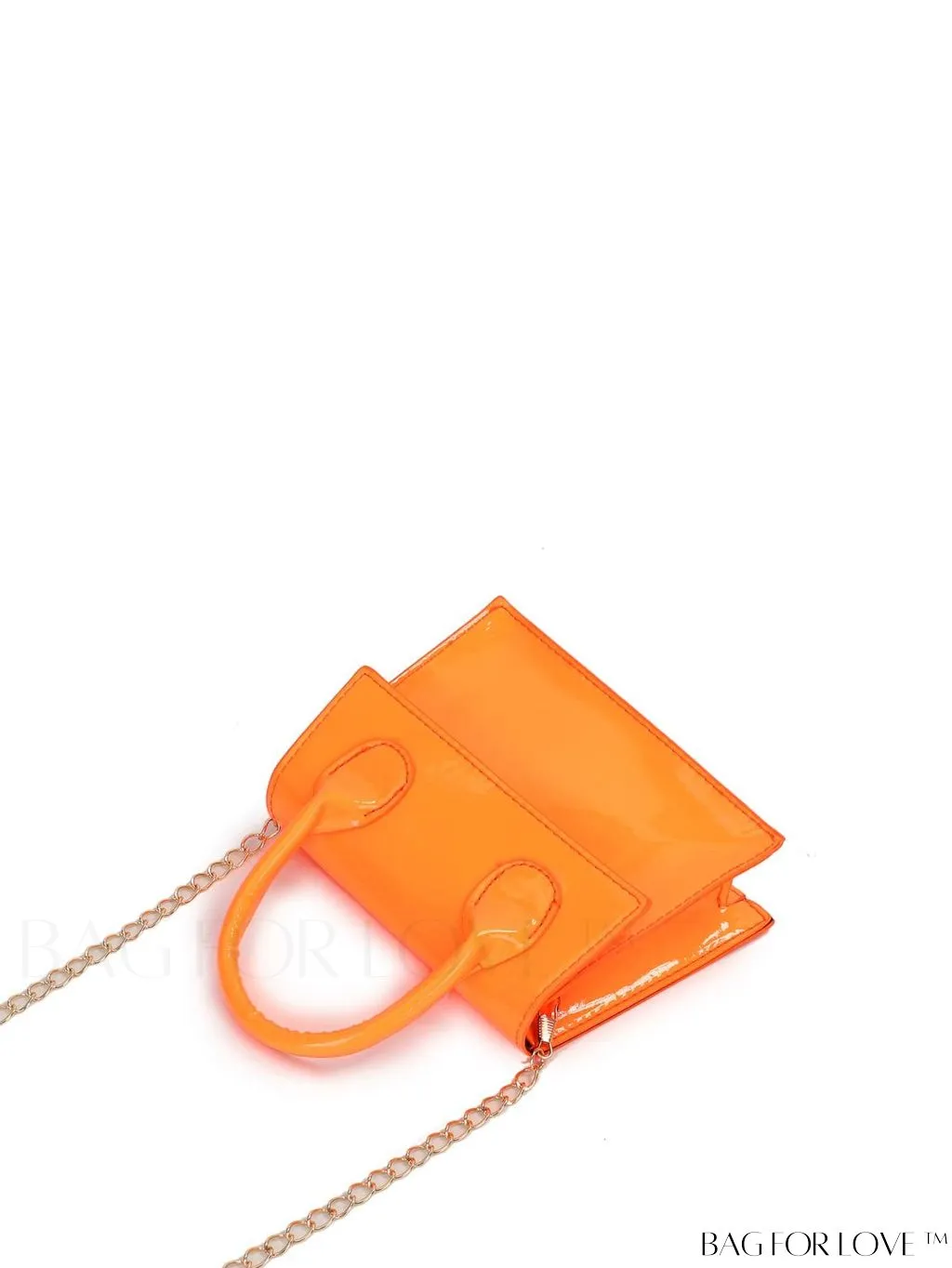BagForLove - Funky Neon Pink Mini Square Bag with Chain Flap - PU Leather