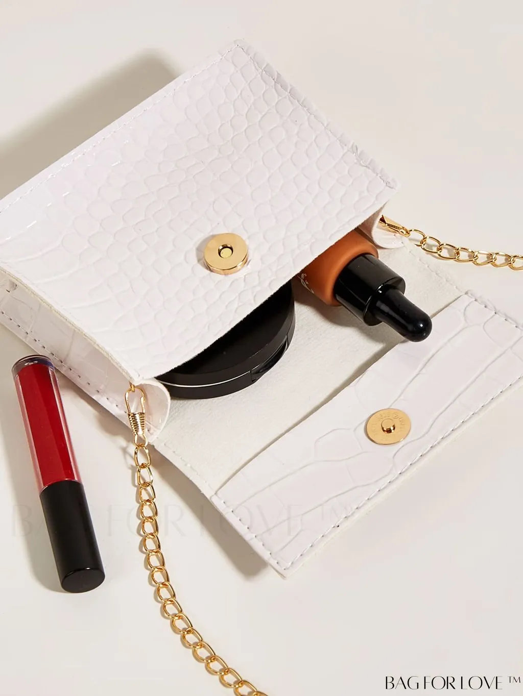 BagForLove - Funky Neon Pink Mini Square Bag with Chain Flap - PU Leather