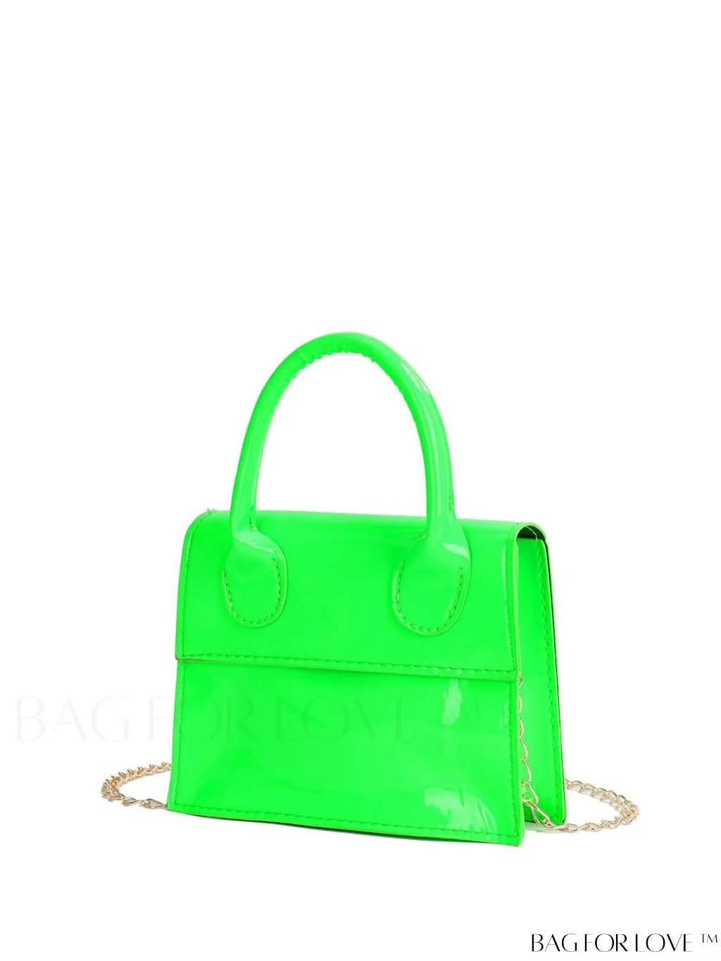 BagForLove - Funky Neon Pink Mini Square Bag with Chain Flap - PU Leather