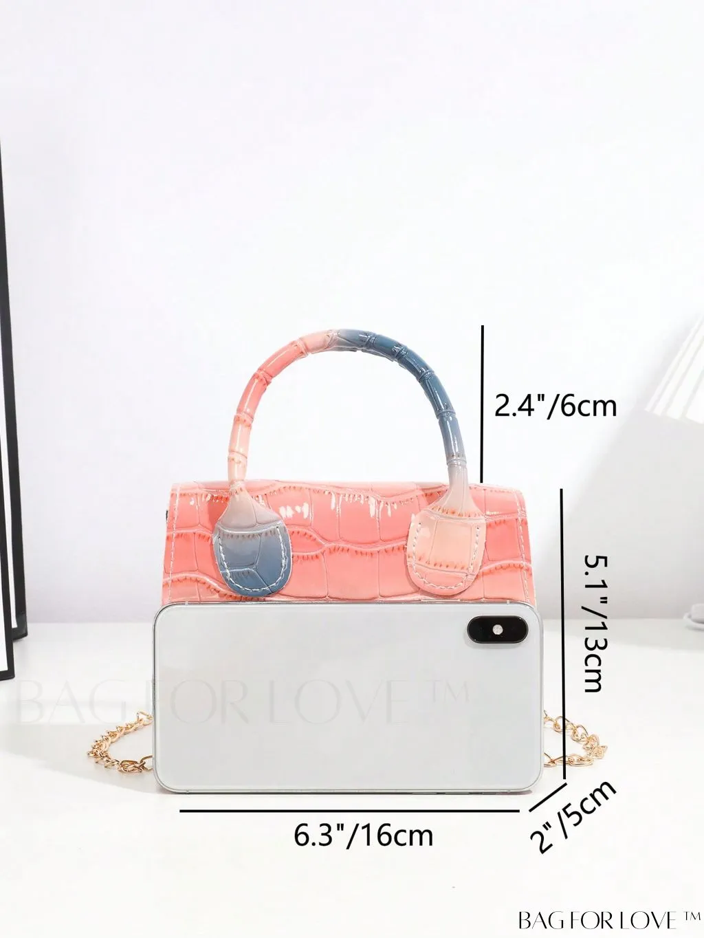 BagForLove - Funky Neon Pink Mini Square Bag with Chain Flap - PU Leather