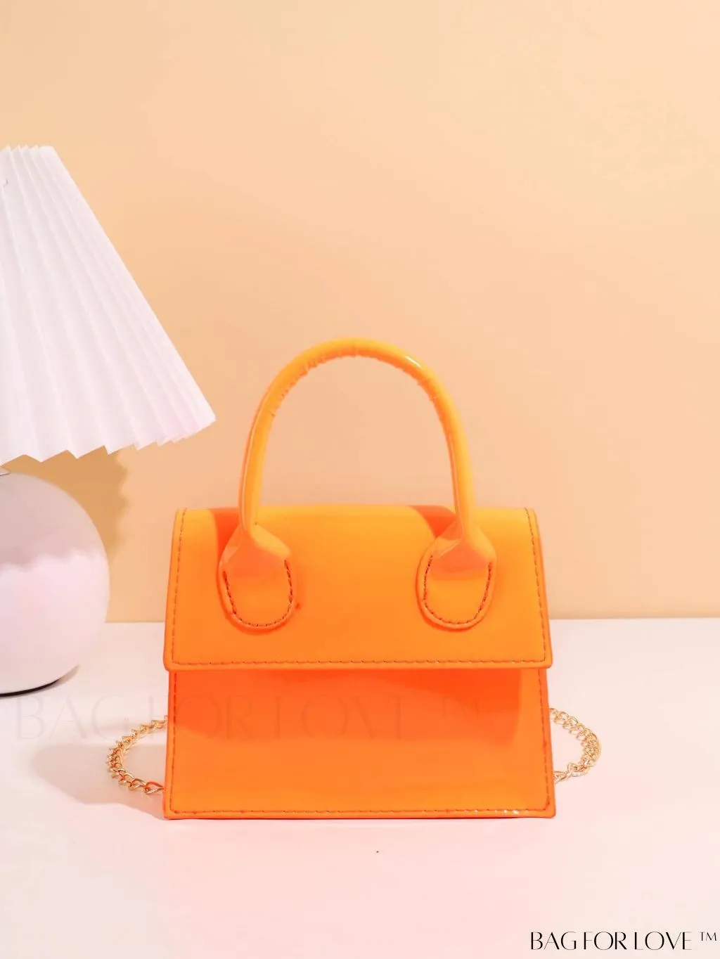 BagForLove - Funky Neon Pink Mini Square Bag with Chain Flap - PU Leather