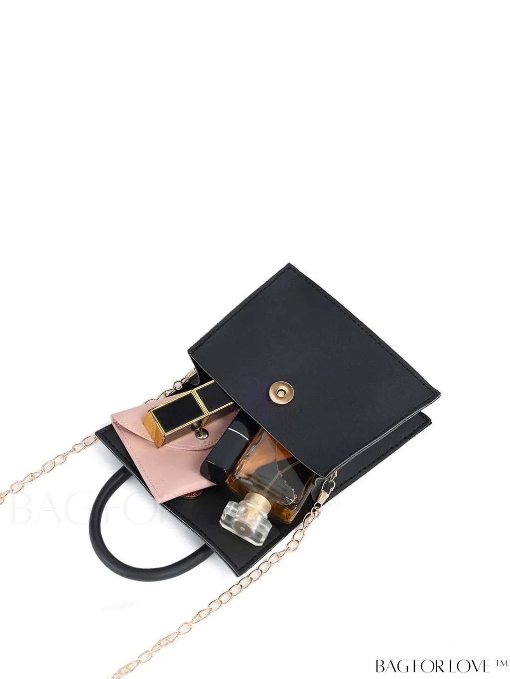 BagForLove - Funky Neon Pink Mini Square Bag with Chain Flap - PU Leather