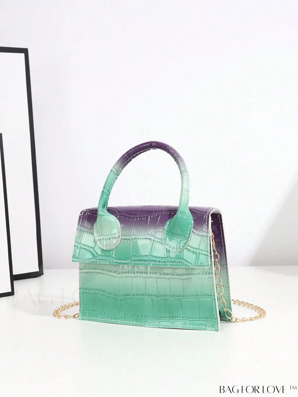 BagForLove - Funky Neon Pink Mini Square Bag with Chain Flap - PU Leather