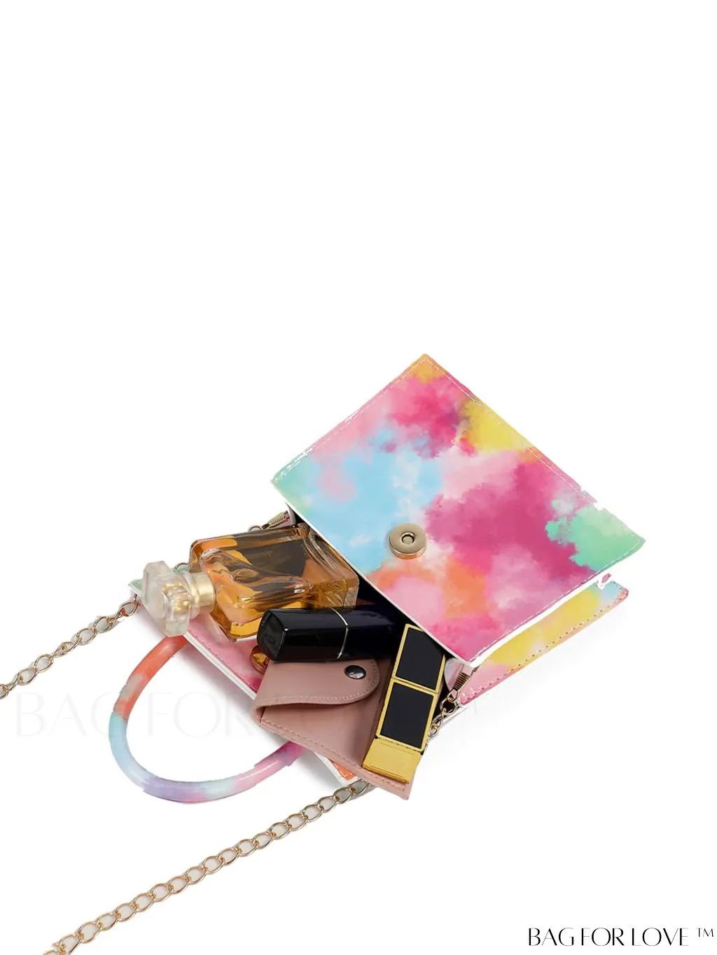 BagForLove - Funky Neon Pink Mini Square Bag with Chain Flap - PU Leather