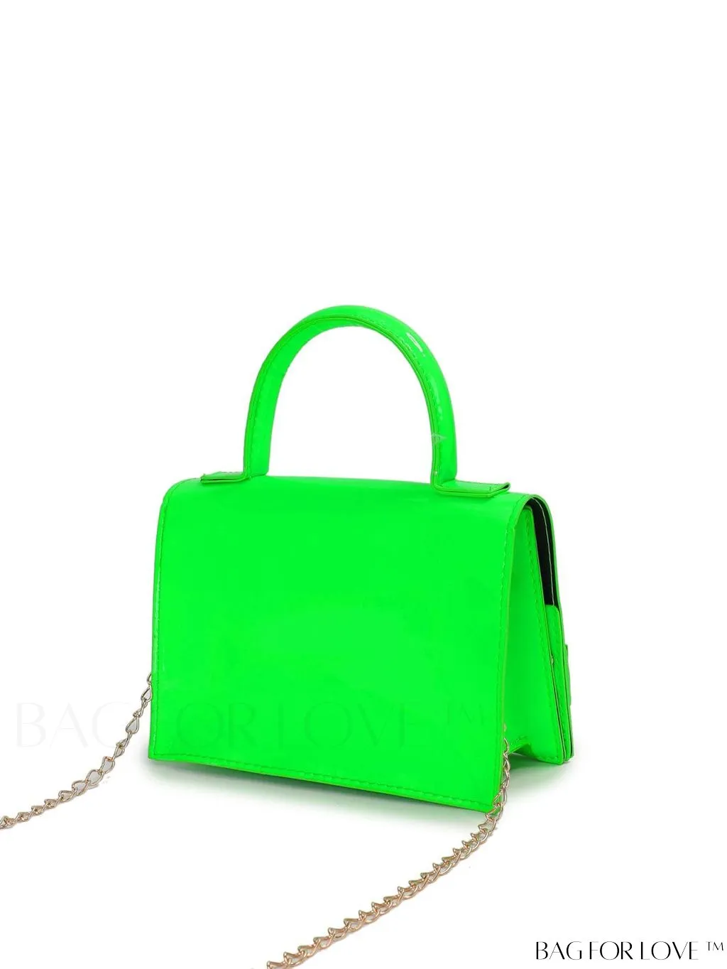 BagForLove - Funky Neon Pink Mini Square Bag with Chain Flap - PU Leather