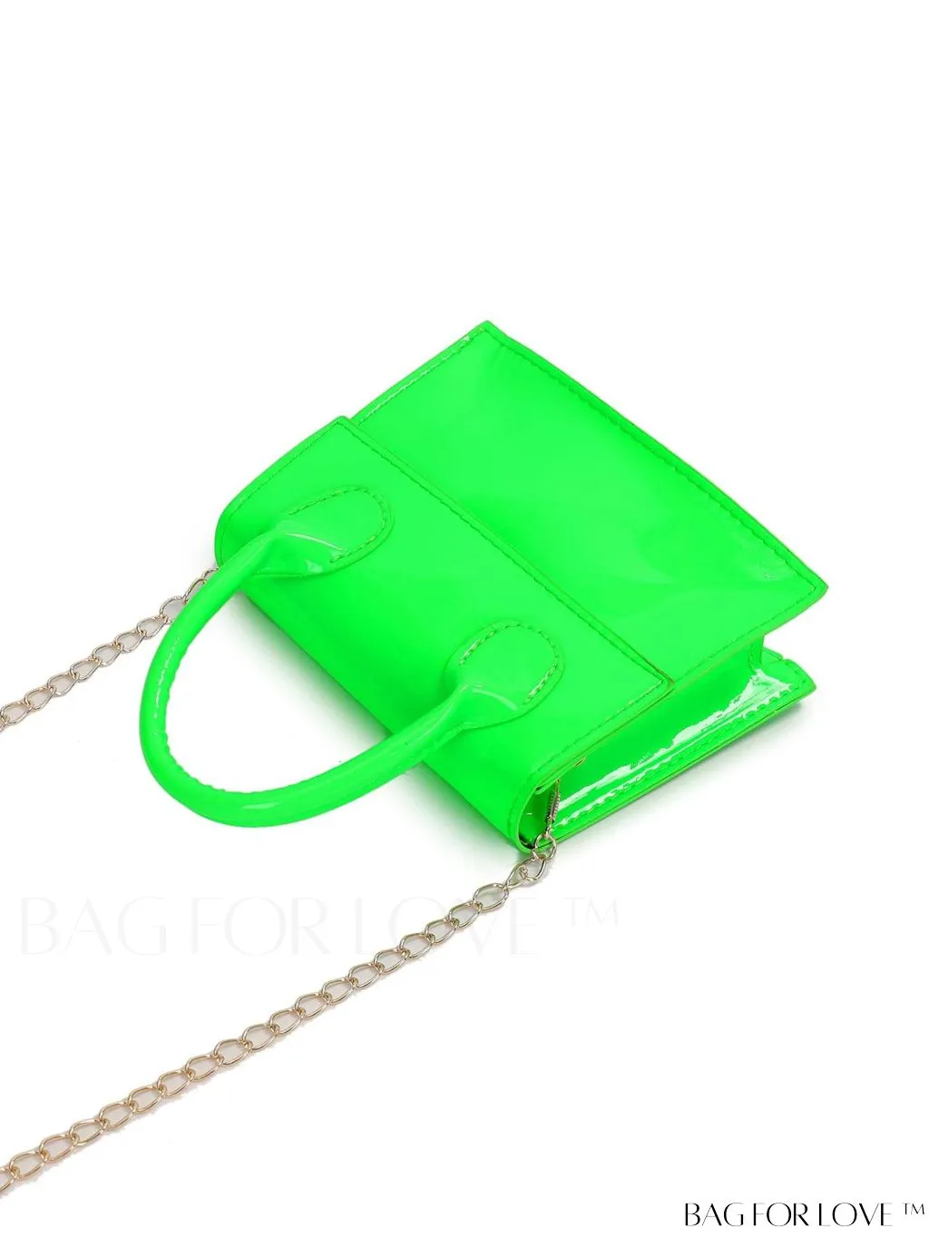 BagForLove - Funky Neon Pink Mini Square Bag with Chain Flap - PU Leather