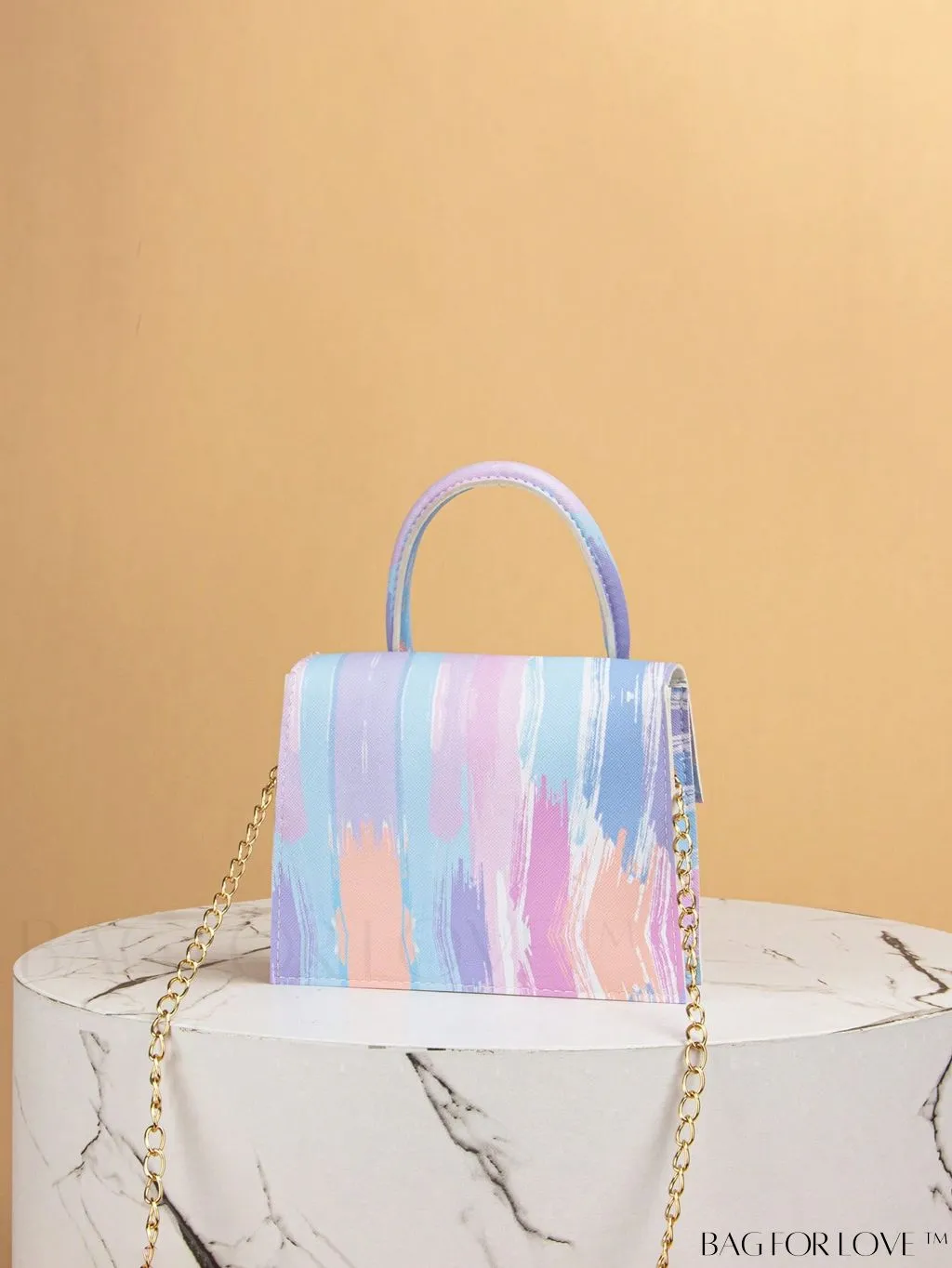 BagForLove - Funky Neon Pink Mini Square Bag with Chain Flap - PU Leather