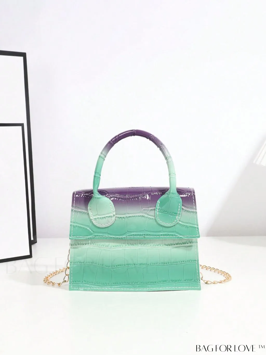 BagForLove - Funky Neon Pink Mini Square Bag with Chain Flap - PU Leather