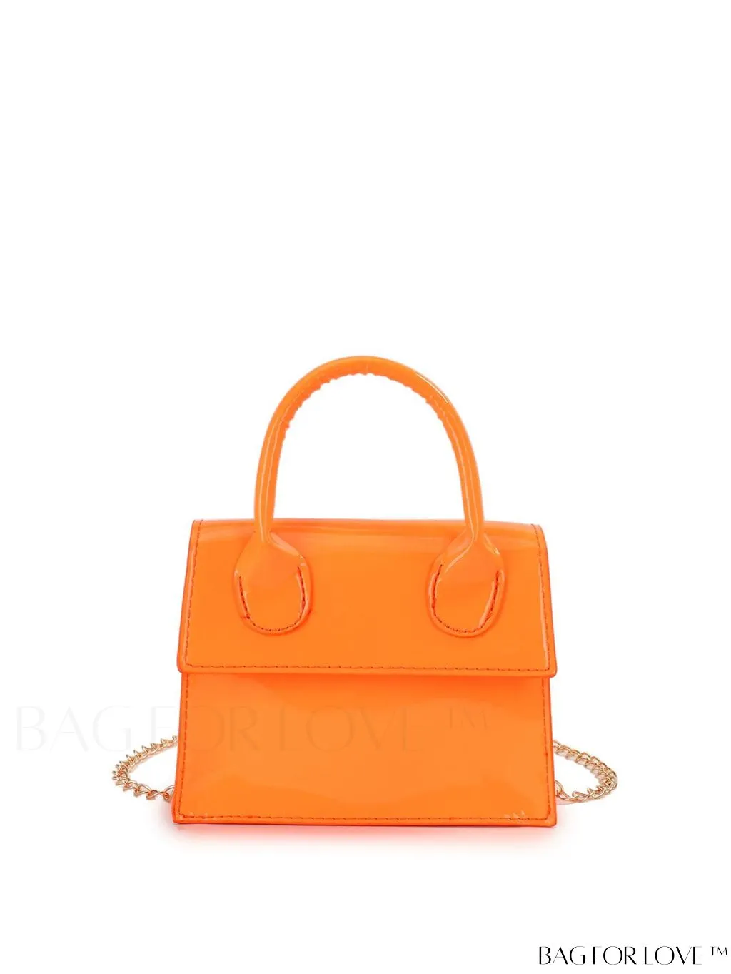 BagForLove - Funky Neon Pink Mini Square Bag with Chain Flap - PU Leather