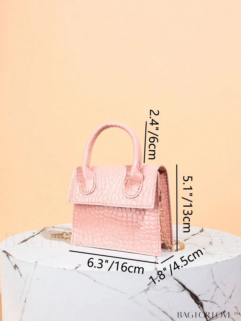 BagForLove - Funky Neon Pink Mini Square Bag with Chain Flap - PU Leather