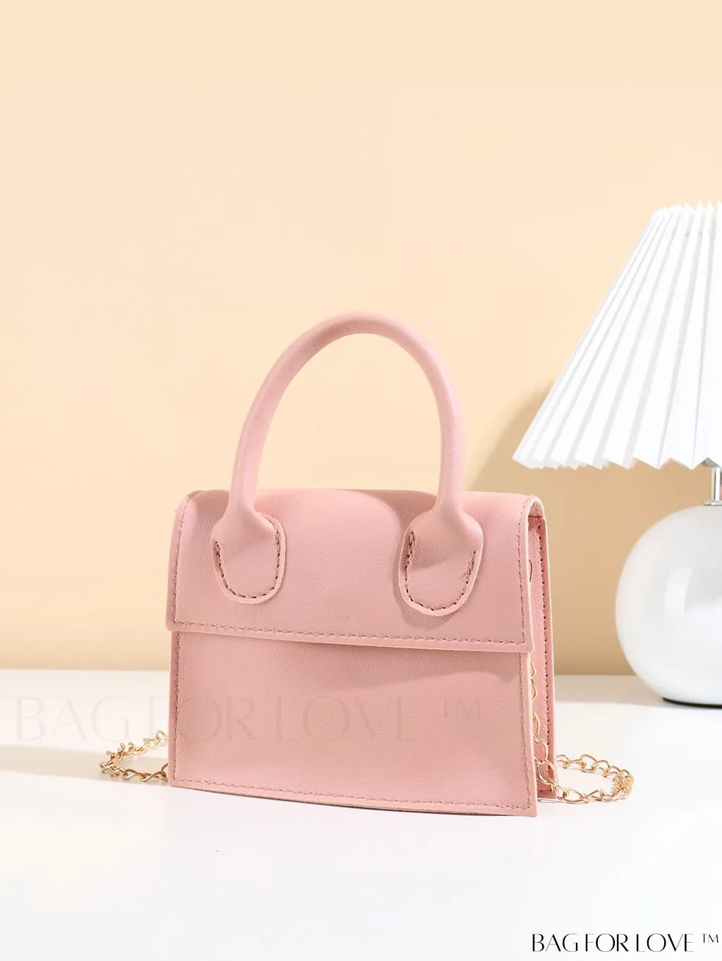 BagForLove - Funky Neon Pink Mini Square Bag with Chain Flap - PU Leather