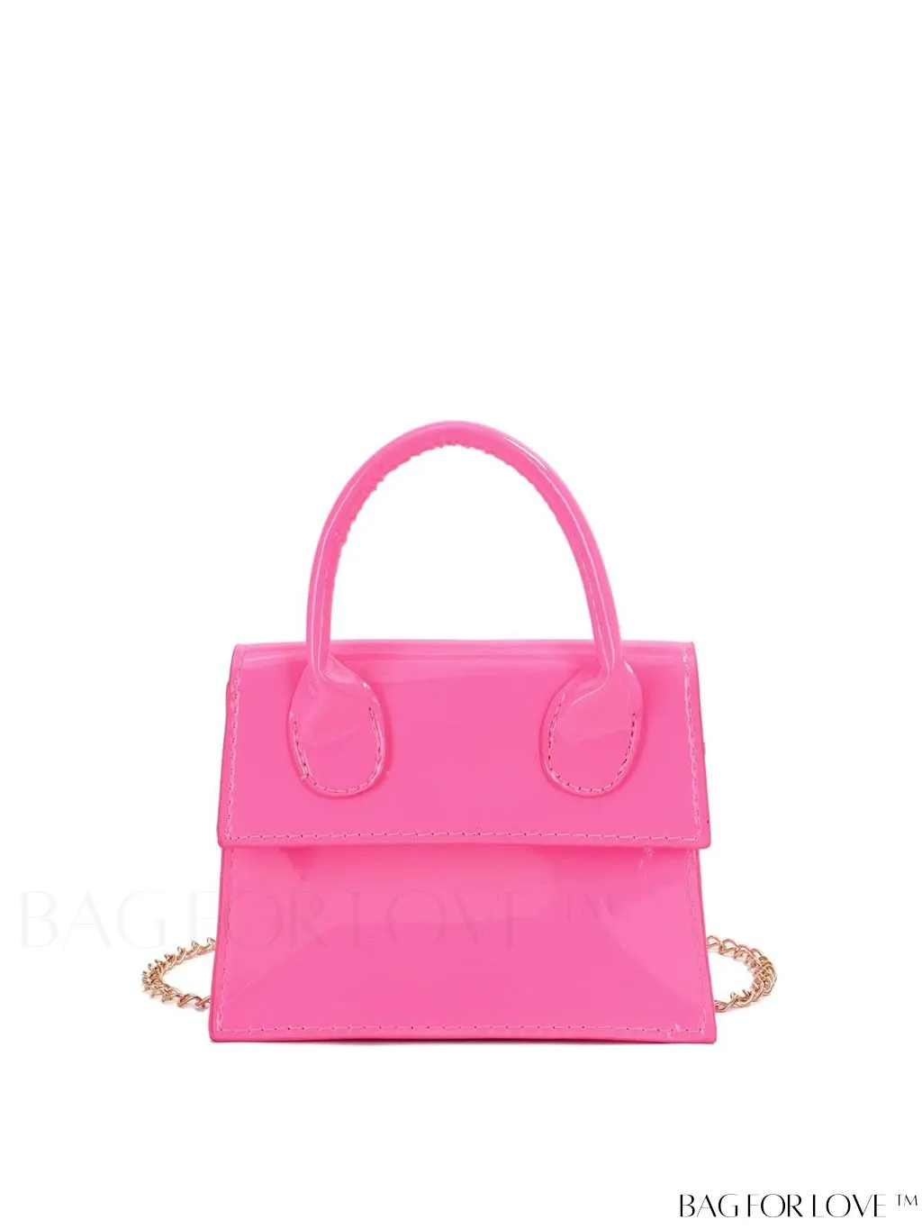 BagForLove - Funky Neon Pink Mini Square Bag with Chain Flap - PU Leather
