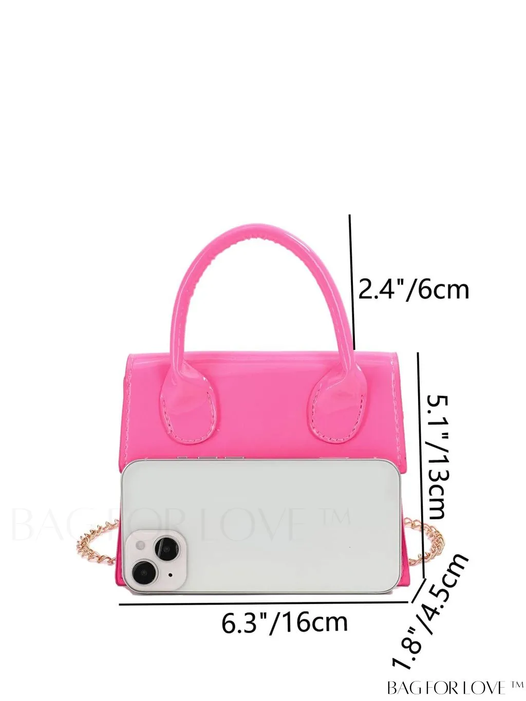 BagForLove - Funky Neon Pink Mini Square Bag with Chain Flap - PU Leather