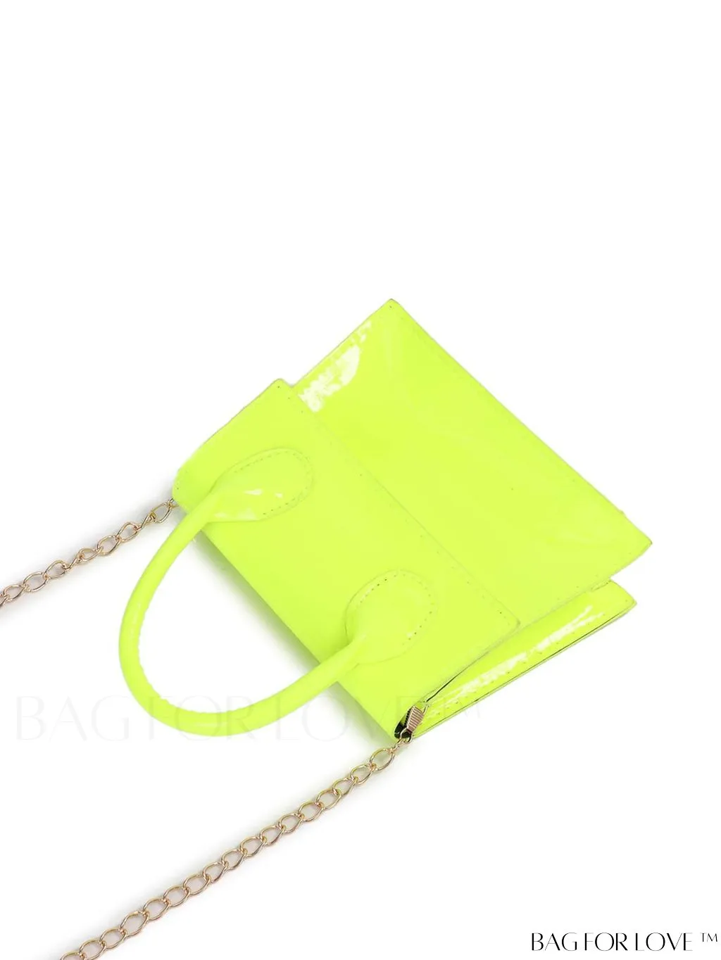 BagForLove - Funky Neon Pink Mini Square Bag with Chain Flap - PU Leather