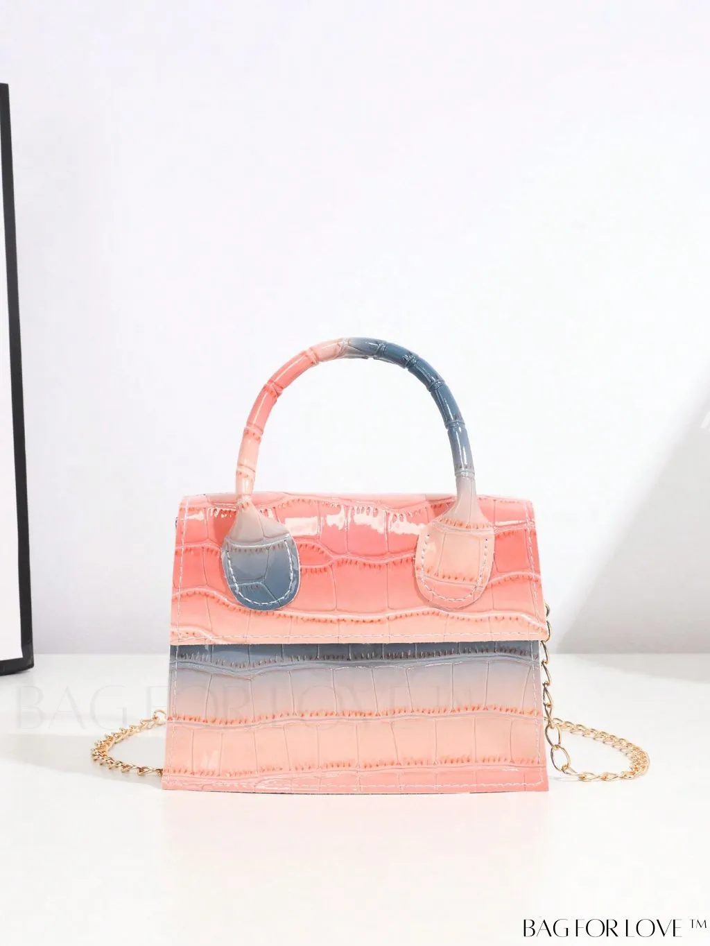 BagForLove - Funky Neon Pink Mini Square Bag with Chain Flap - PU Leather