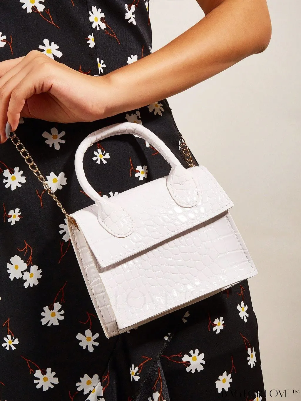 BagForLove - Funky Neon Pink Mini Square Bag with Chain Flap - PU Leather