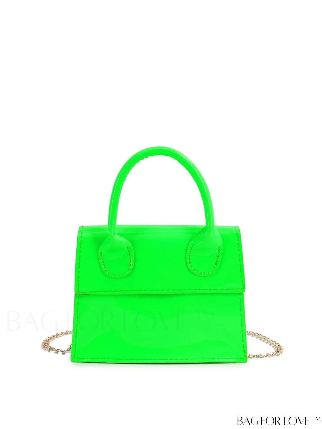 BagForLove - Funky Neon Pink Mini Square Bag with Chain Flap - PU Leather