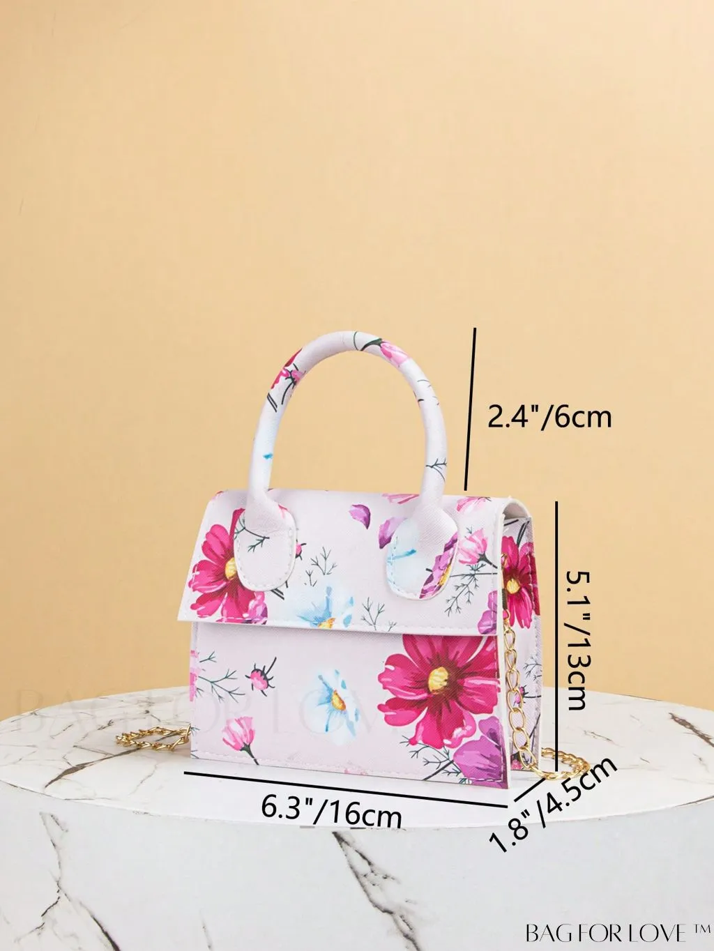 BagForLove - Funky Neon Pink Mini Square Bag with Chain Flap - PU Leather