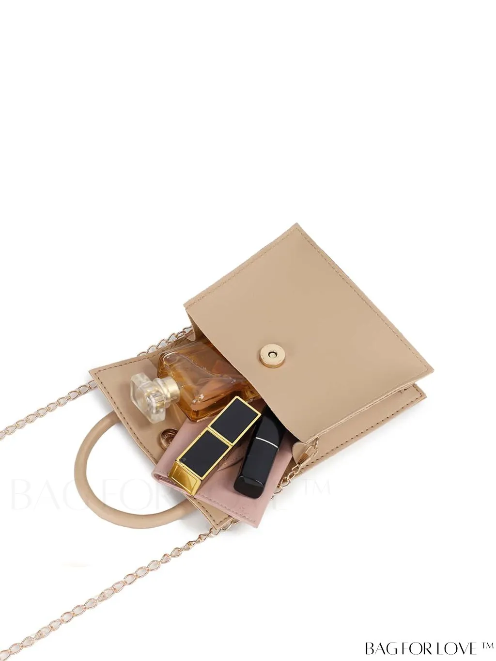 BagForLove - Funky Neon Pink Mini Square Bag with Chain Flap - PU Leather