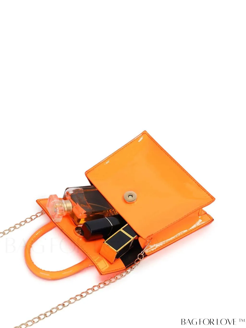BagForLove - Funky Neon Pink Mini Square Bag with Chain Flap - PU Leather
