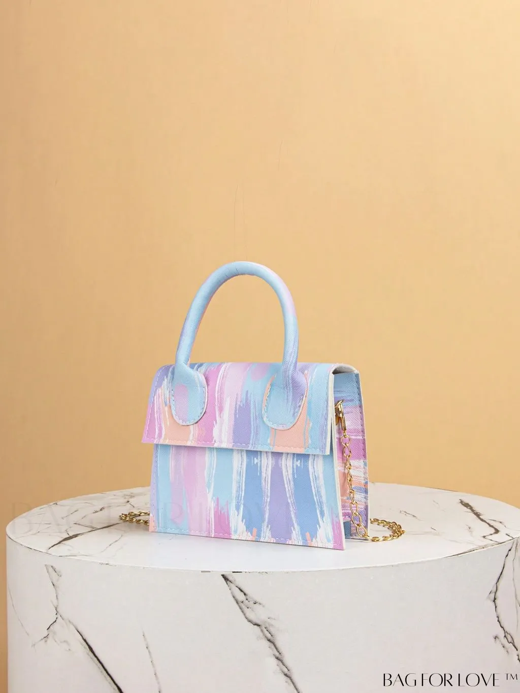 BagForLove - Funky Neon Pink Mini Square Bag with Chain Flap - PU Leather