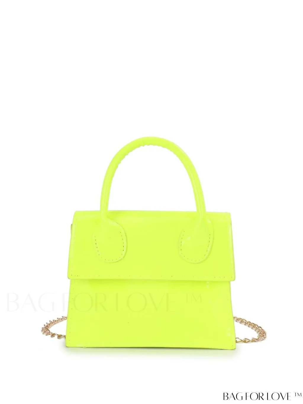 BagForLove - Funky Neon Pink Mini Square Bag with Chain Flap - PU Leather